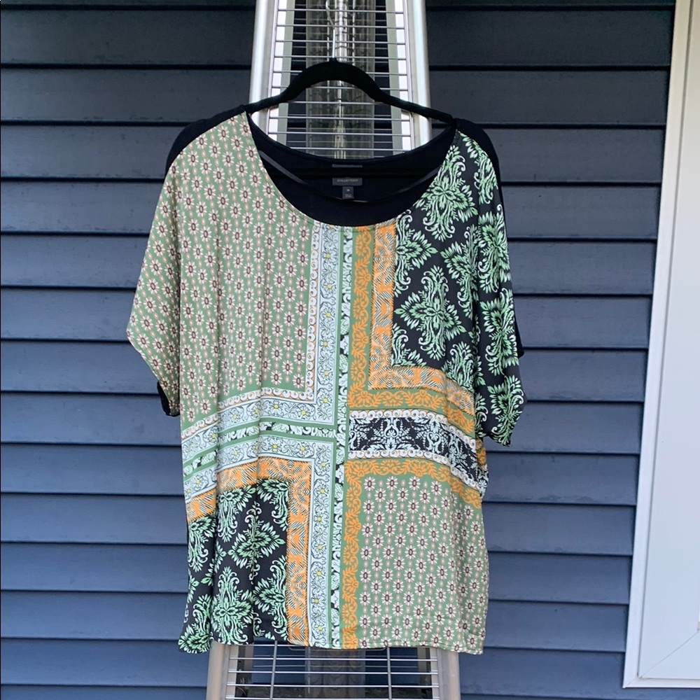 Jm Collection Women's Multicolor Patchwork Top - image 1